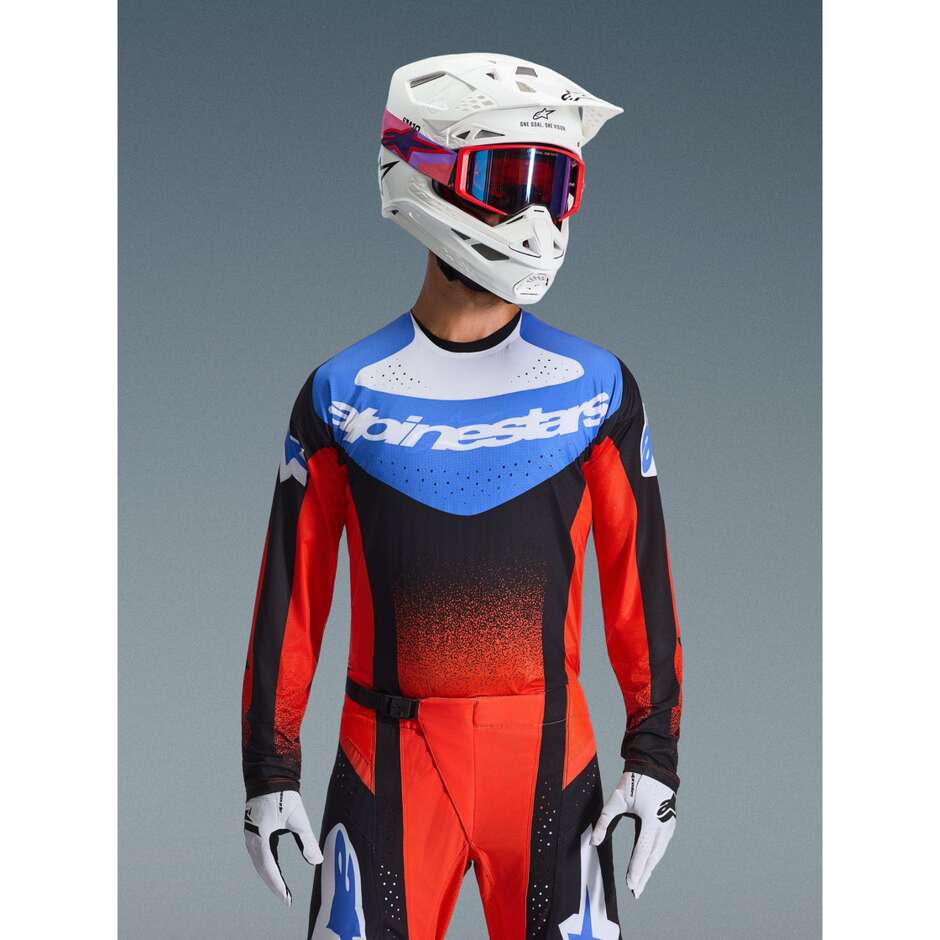 Alpinestars TECHSTAR KNIF Motocross Enduro Jersey Orange Black Light Blue