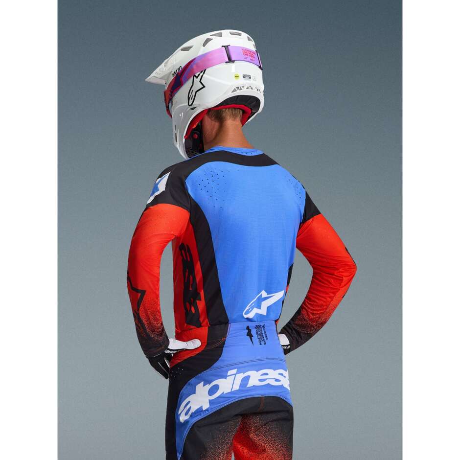Alpinestars TECHSTAR KNIF Motocross Enduro Jersey Orange Black Light Blue