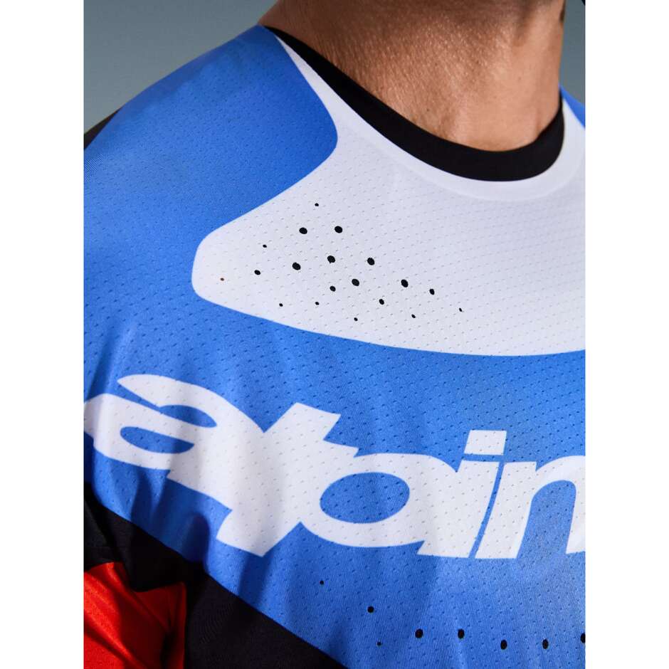 Alpinestars TECHSTAR KNIF Motocross Enduro Jersey Orange Black Light Blue