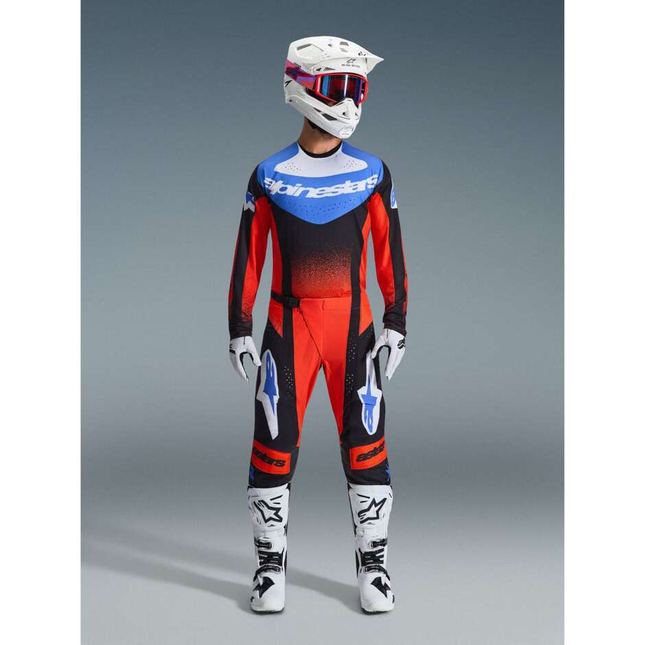 Alpinestars TECHSTAR KNIF Motocross Enduro Jersey Orange Black Light Blue