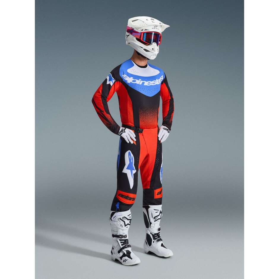 Alpinestars TECHSTAR KNIF Motocross Enduro Jersey Orange Black Light Blue
