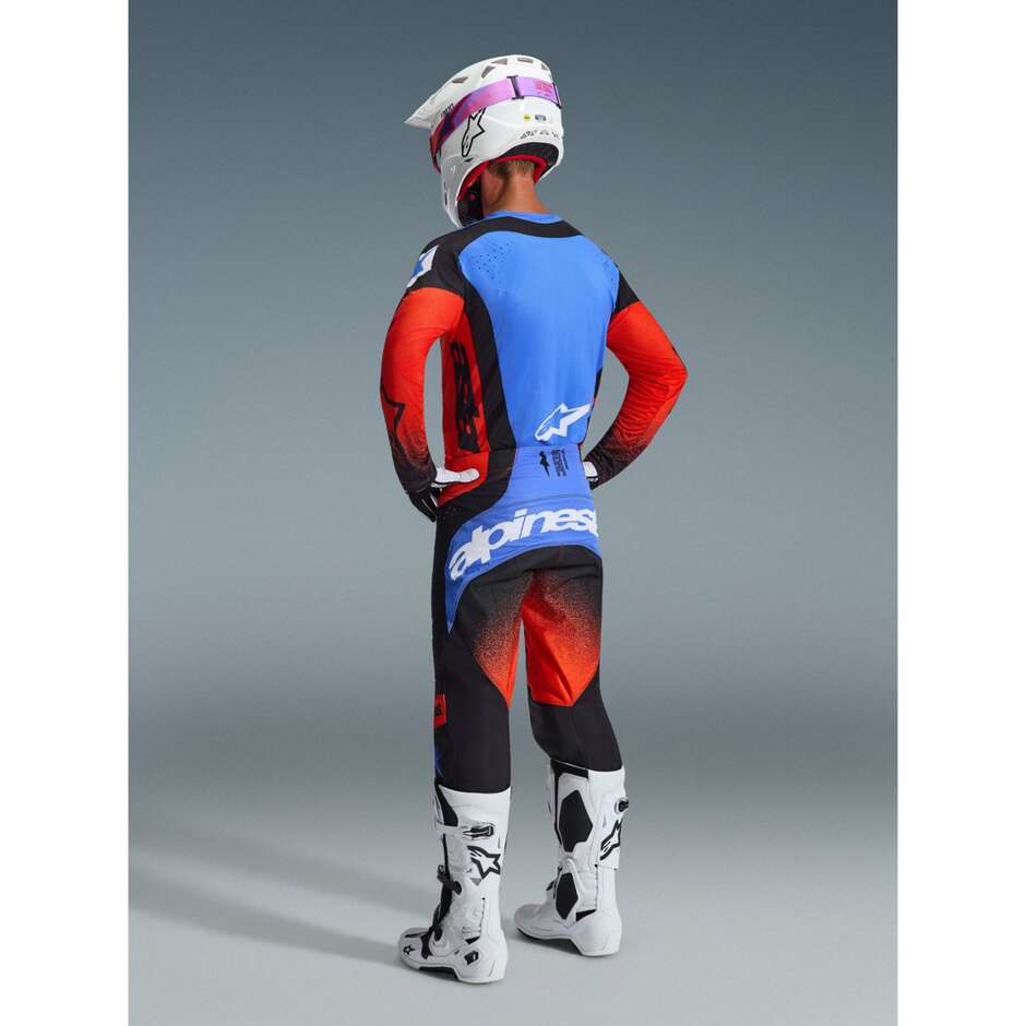Alpinestars TECHSTAR KNIF Motocross Enduro Jersey Orange Black Light Blue