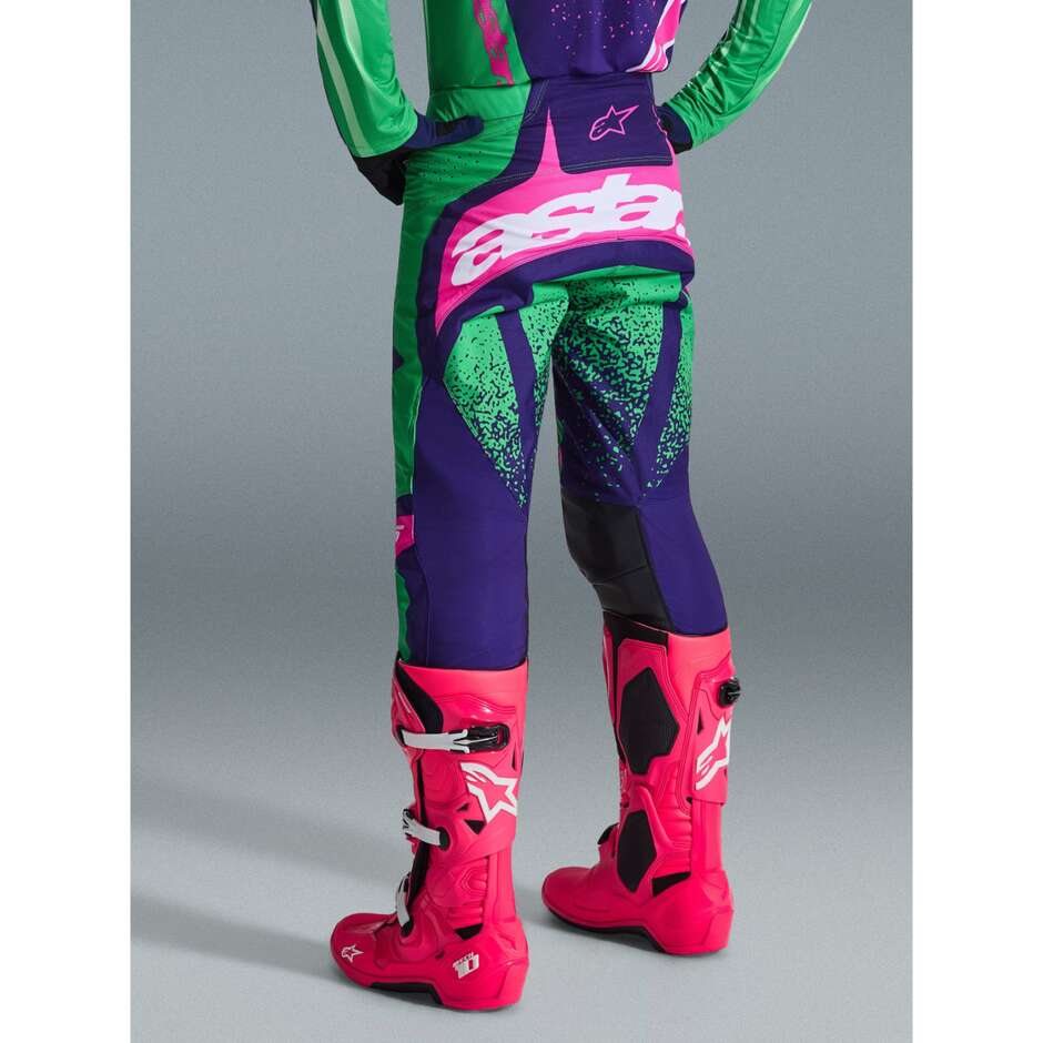 Alpinestars TECHSTAR NOMUR Cross Enduro Motorcycle Pants, Deep Purple, Green, Fluorescent Pink