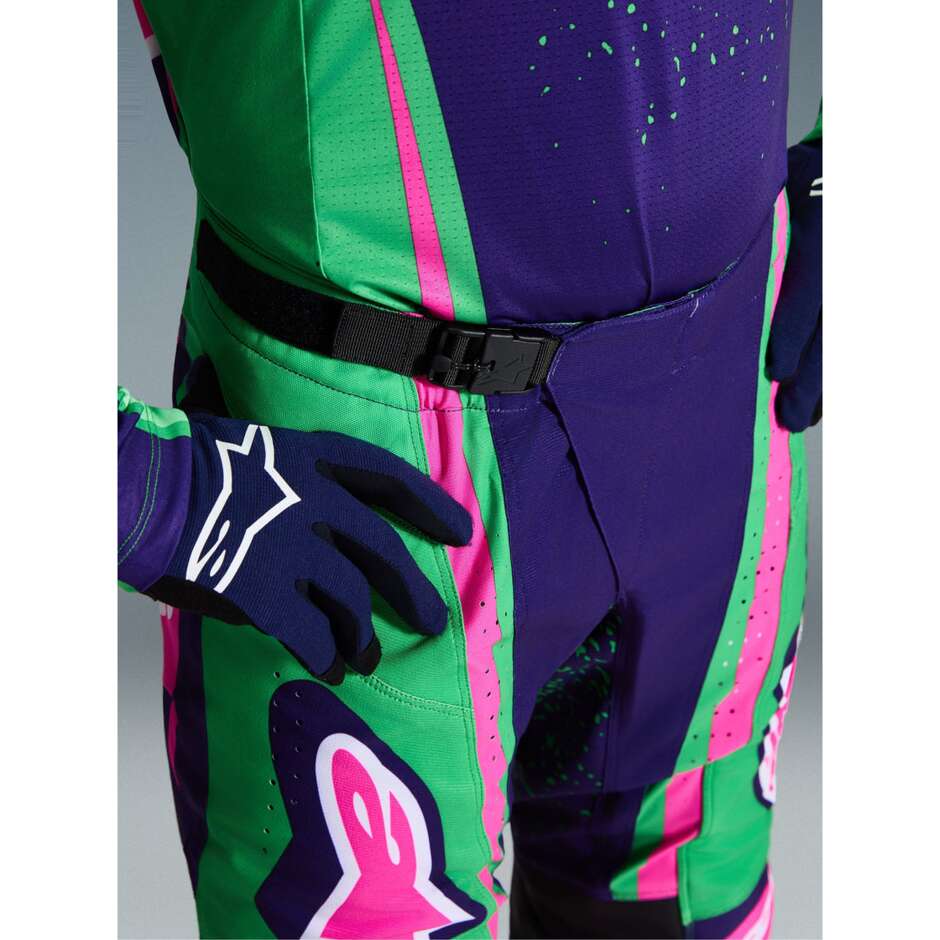 Alpinestars TECHSTAR NOMUR Cross Enduro Motorcycle Pants, Deep Purple, Green, Fluorescent Pink