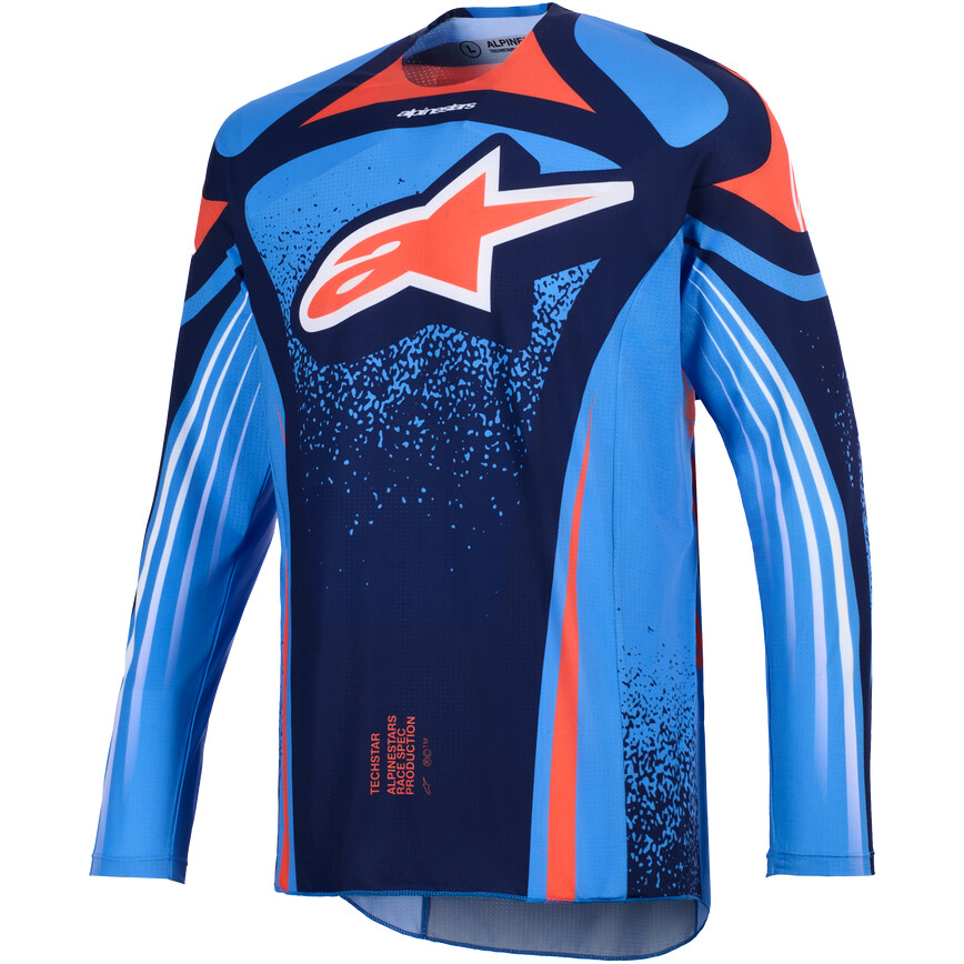Alpinestars TECHSTAR NOMUR Marineblau Orange Hellblau Cross Enduro Motorradtrikot
