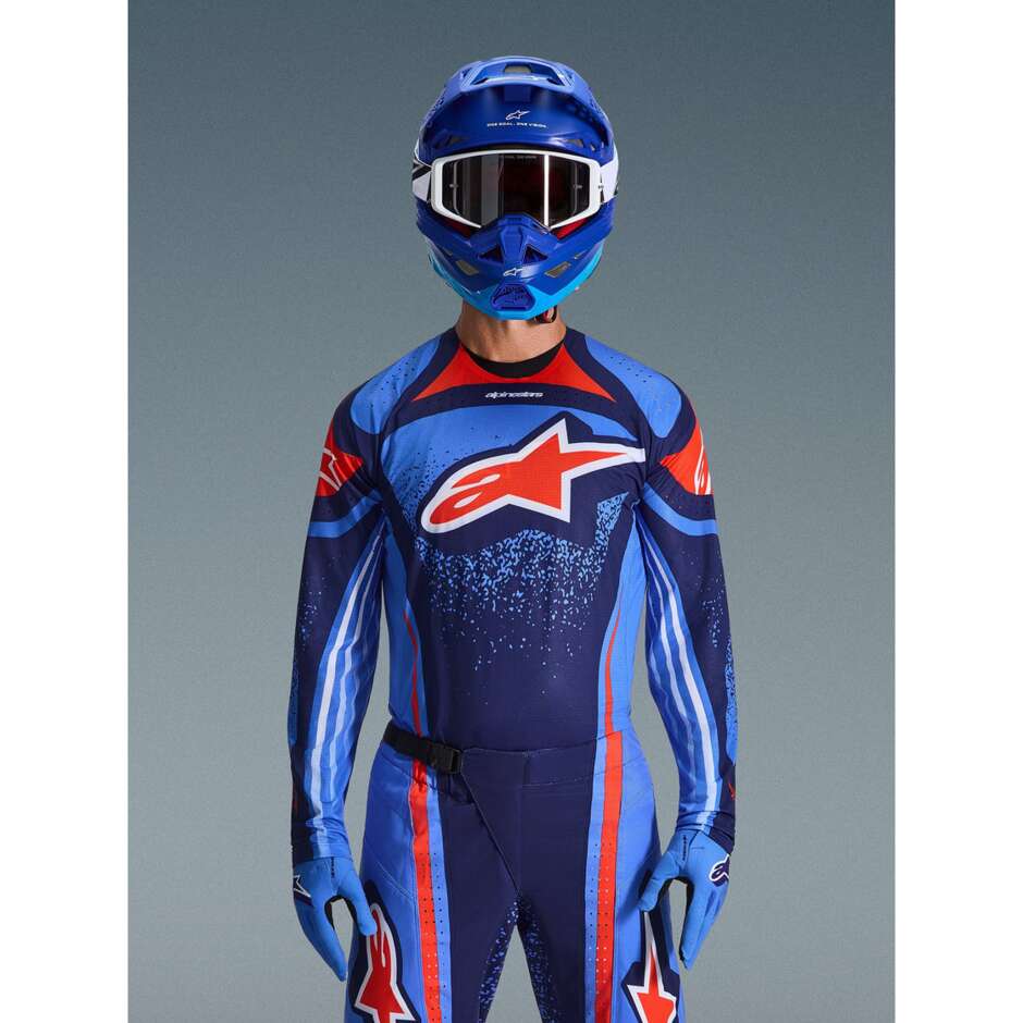 Alpinestars TECHSTAR NOMUR Marineblau Orange Hellblau Cross Enduro Motorradtrikot