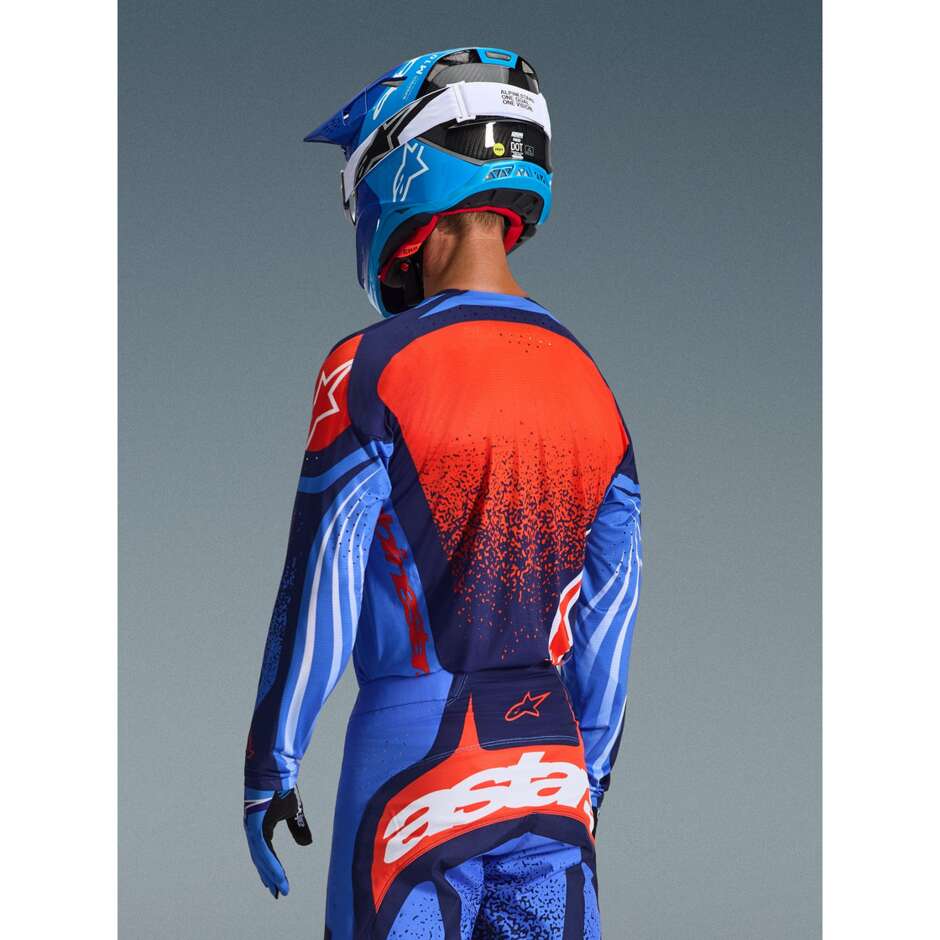 Alpinestars TECHSTAR NOMUR Marineblau Orange Hellblau Cross Enduro Motorradtrikot
