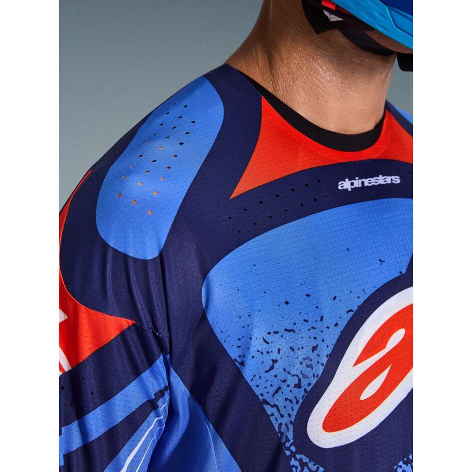 Alpinestars TECHSTAR NOMUR Marineblau Orange Hellblau Cross Enduro Motorradtrikot