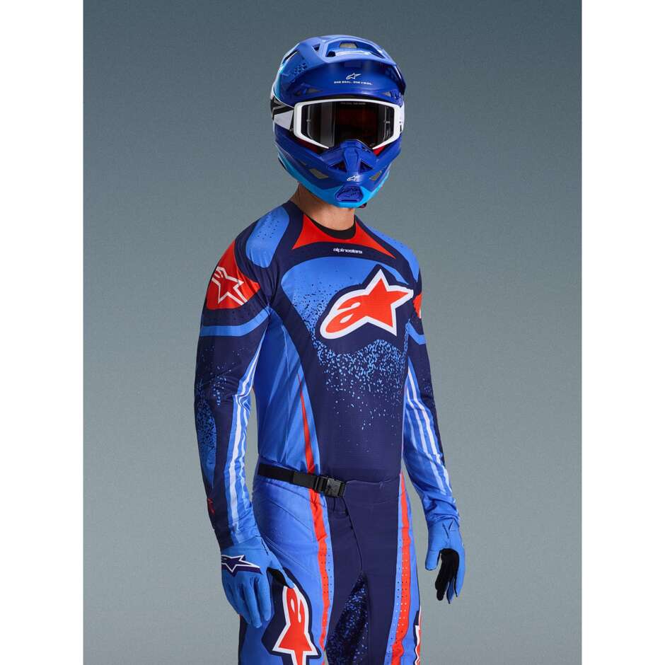 Alpinestars TECHSTAR NOMUR Marineblau Orange Hellblau Cross Enduro Motorradtrikot