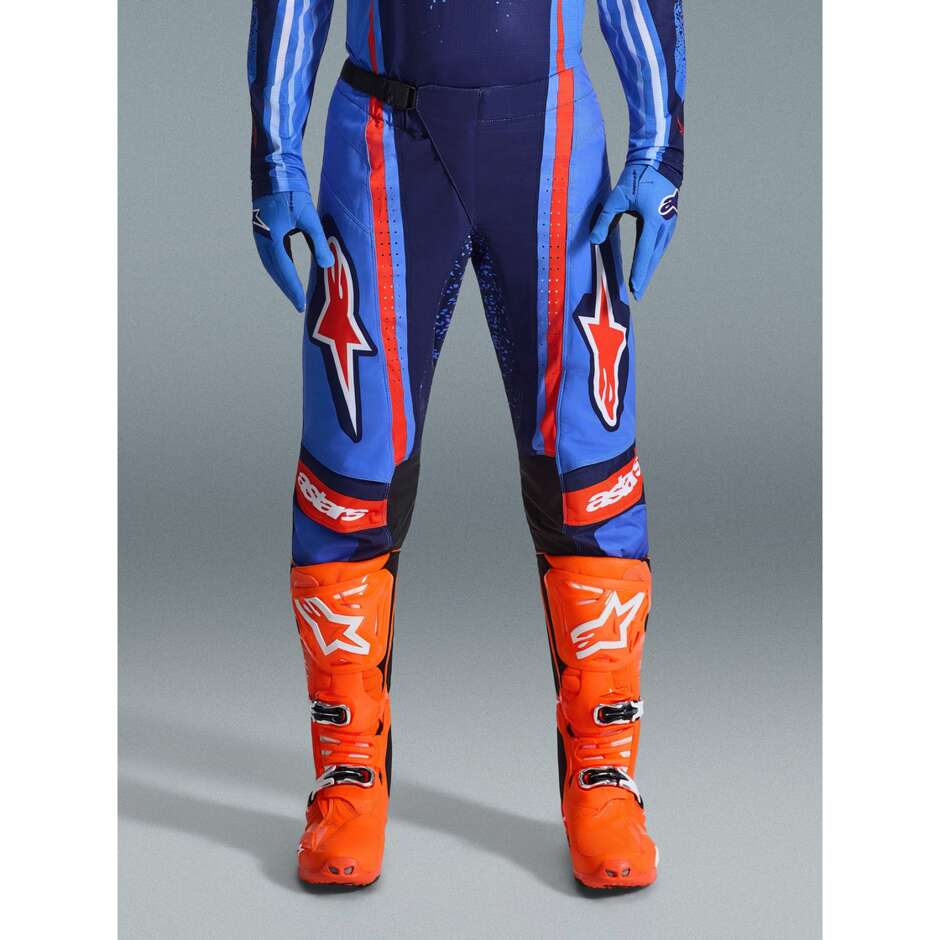 Alpinestars TECHSTAR NOMUR Motocross Enduro Hose Orange Marineblau Hellblau