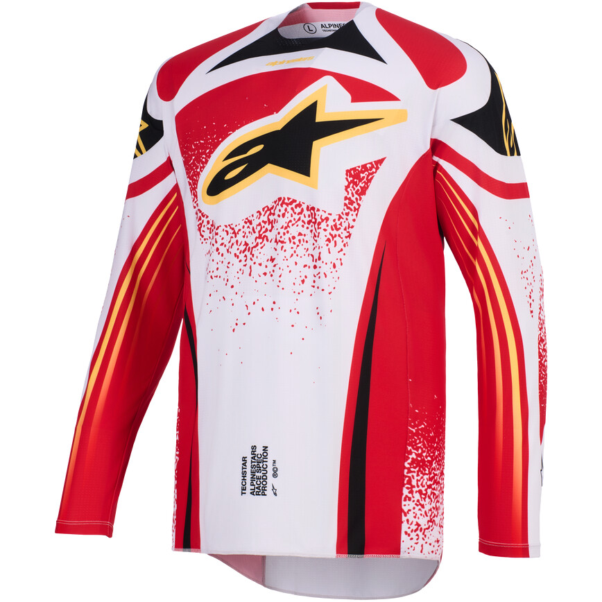 Alpinestars TECHSTAR NOMUR Motocross Enduro Jersey Hellgrau Rot Schwarz