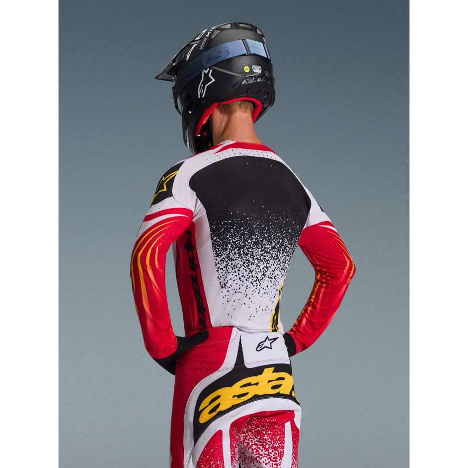 Alpinestars TECHSTAR NOMUR Motocross Enduro Jersey Hellgrau Rot Schwarz