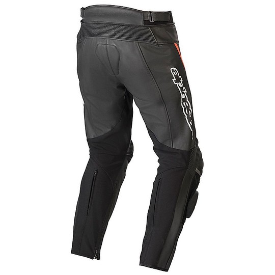 Alpinestars TRACK v2 Racing Leather Motorcycle Pants Black Red Fluo