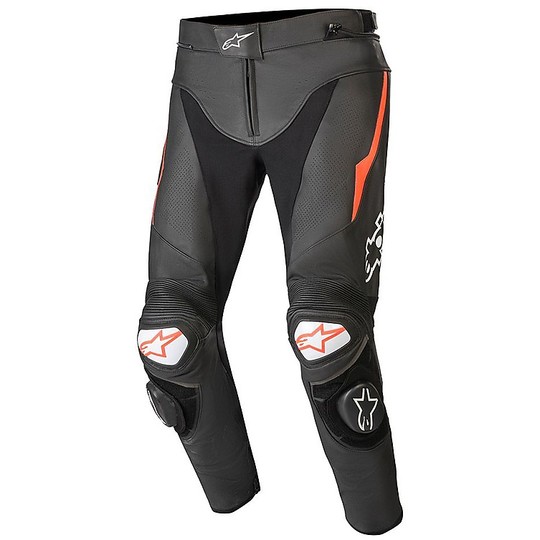 Alpinestars TRACK v2 Racing Leather Motorcycle Pants Black Red Fluo