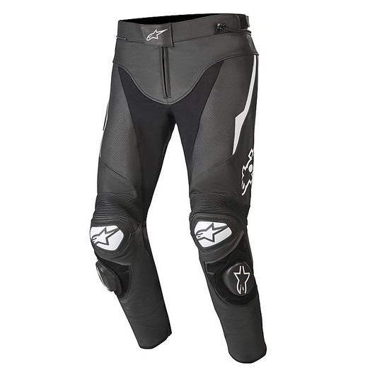 Alpinestars TRACK v2 Racing Leather Motorcycle Pants Black White For ...