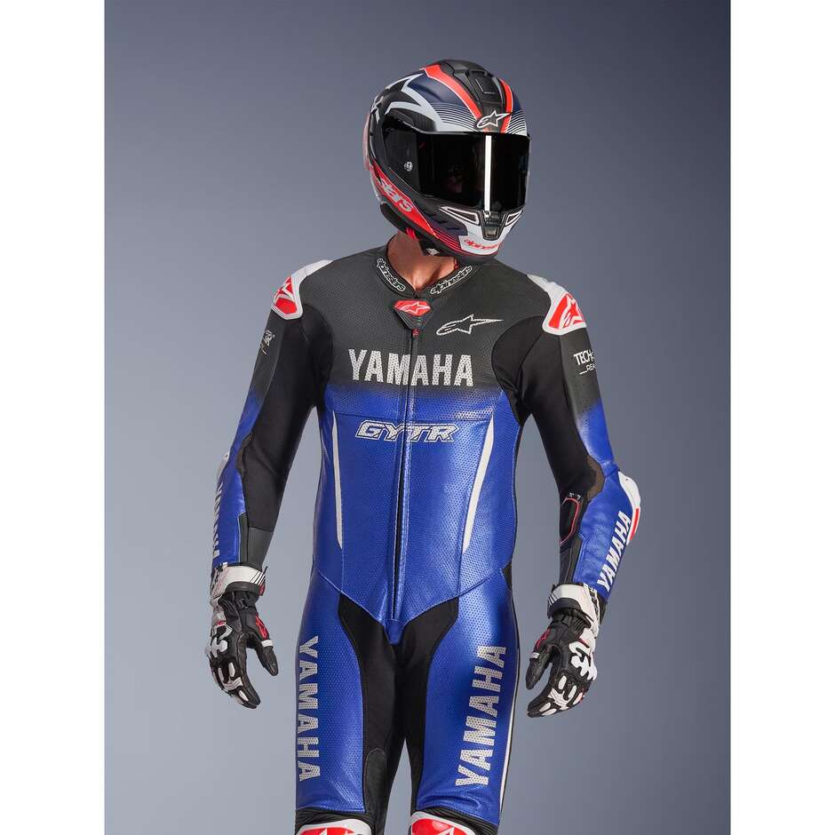 Alpinestars YAMAHA GP-R7 1PC One-Piece Motorcycle Suit Metallic Blue Black White Fluorescent Red