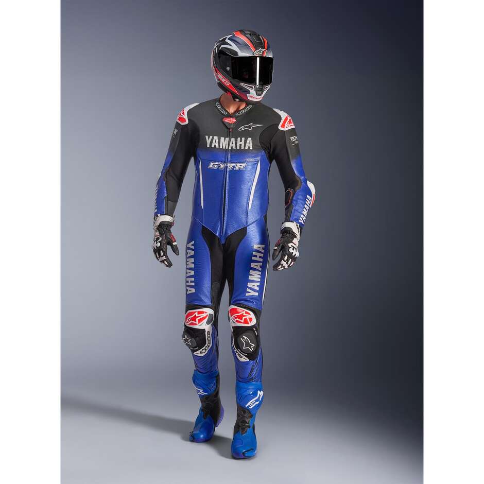 Alpinestars YAMAHA GP-R7 1PC One-Piece Motorcycle Suit Metallic Blue Black White Fluorescent Red