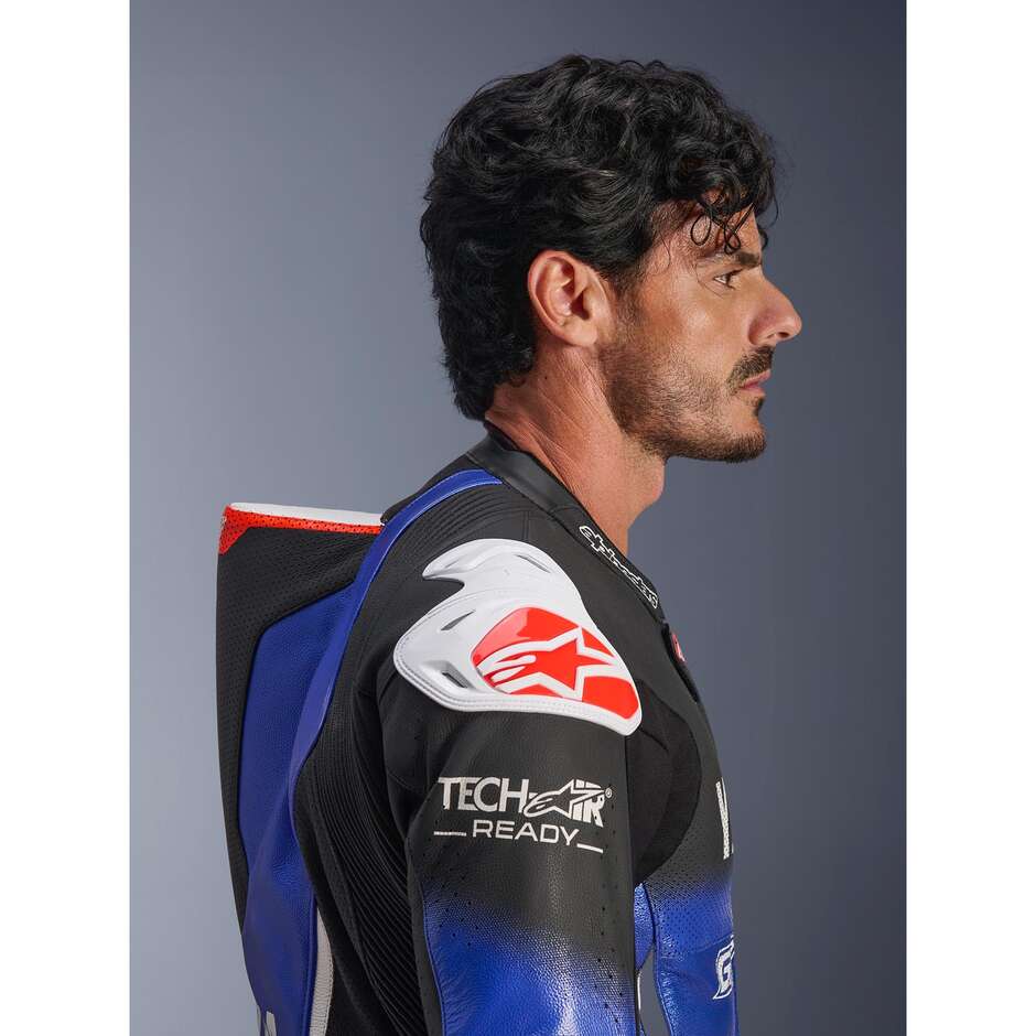 Alpinestars YAMAHA GP-R7 1PC One-Piece Motorcycle Suit Metallic Blue Black White Fluorescent Red
