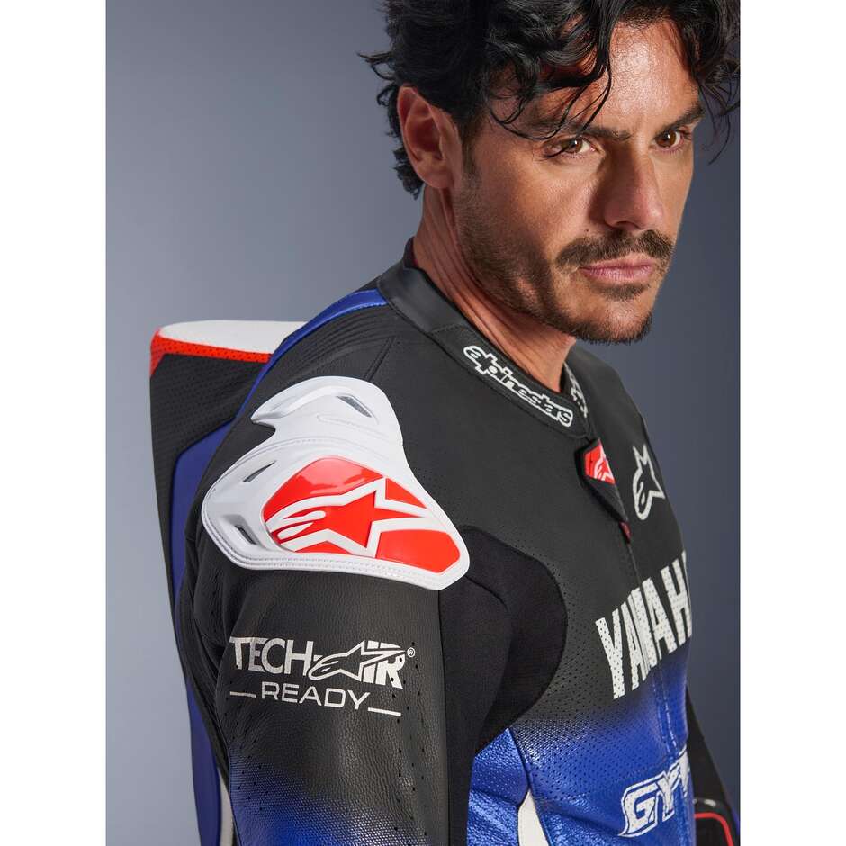 Alpinestars YAMAHA GP-R7 1PC One-Piece Motorcycle Suit Metallic Blue Black White Fluorescent Red