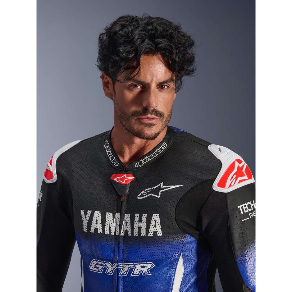 Alpinestars YAMAHA GP-R7 1PC One-Piece Motorcycle Suit Metallic Blue Black White Fluorescent Red
