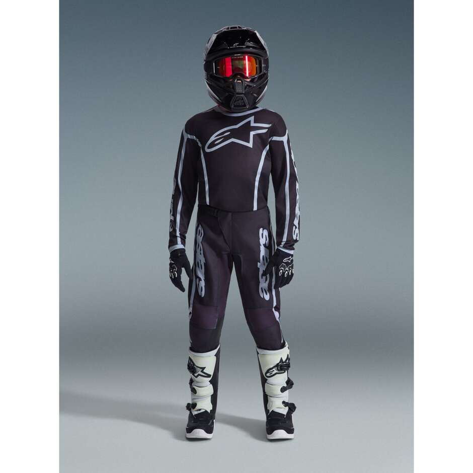 Alpinestars Youth Fluid Apex Kids' Cross Enduro Jersey, Black & Grey