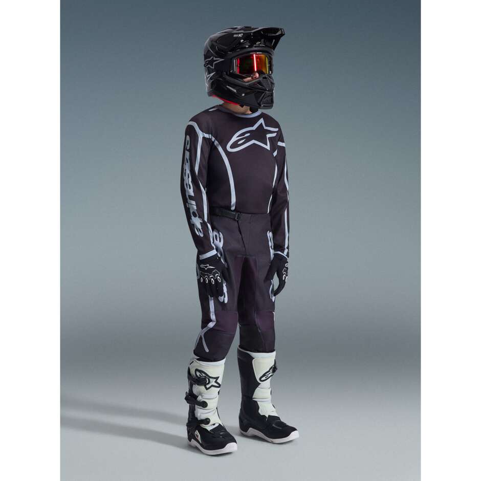 Alpinestars Youth Fluid Apex Kids' Cross Enduro Jersey, Black & Grey