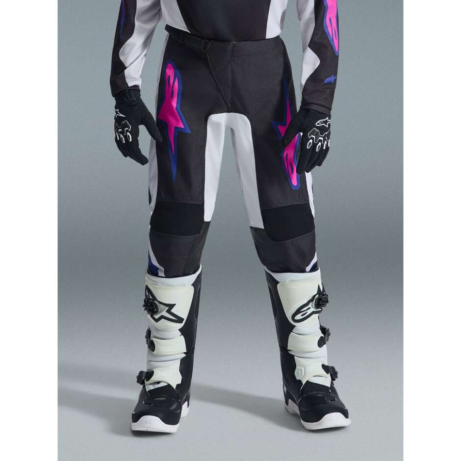 Alpinestars Youth Fluid Grid Kids' Cross Enduro Motorcycle Pants Black/Light Grey/Purple