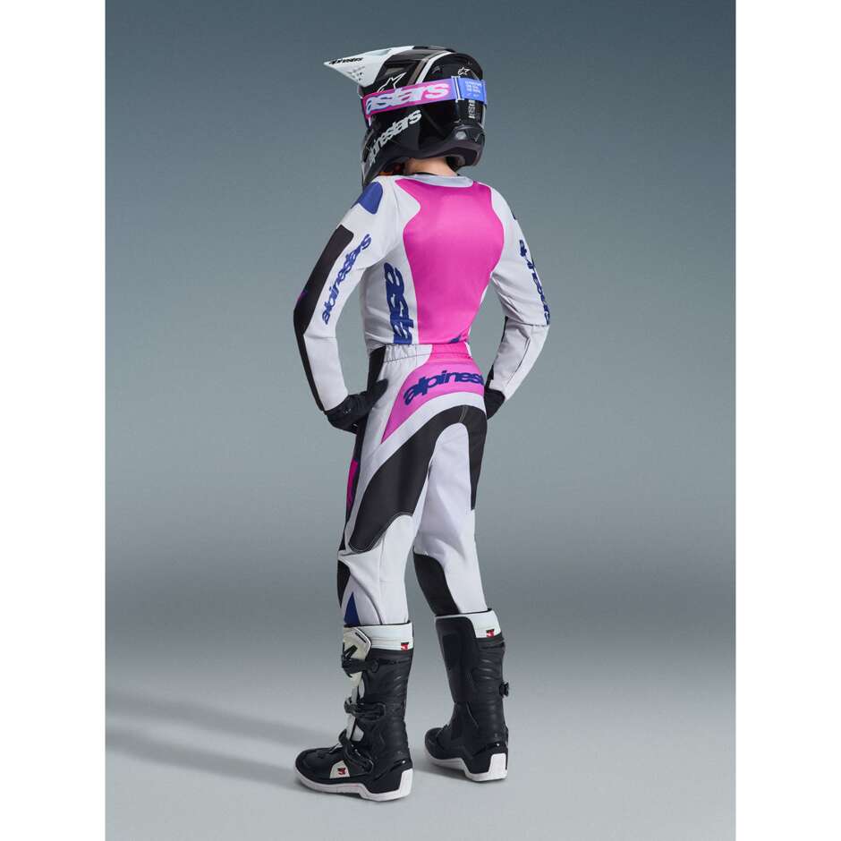 Alpinestars Youth Fluid Grid Kids' Cross Enduro Motorcycle Pants Black/Light Grey/Purple