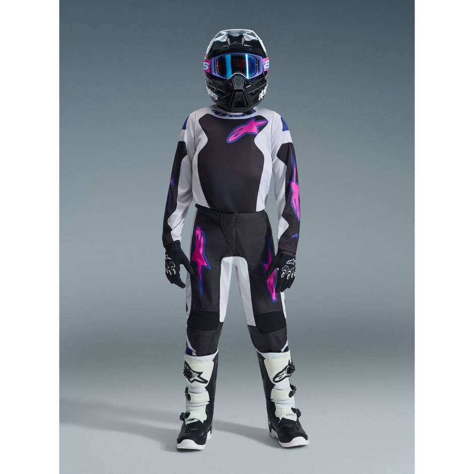 Alpinestars Youth Fluid Grid Kids' Cross Enduro Motorcycle Pants Black/Light Grey/Purple