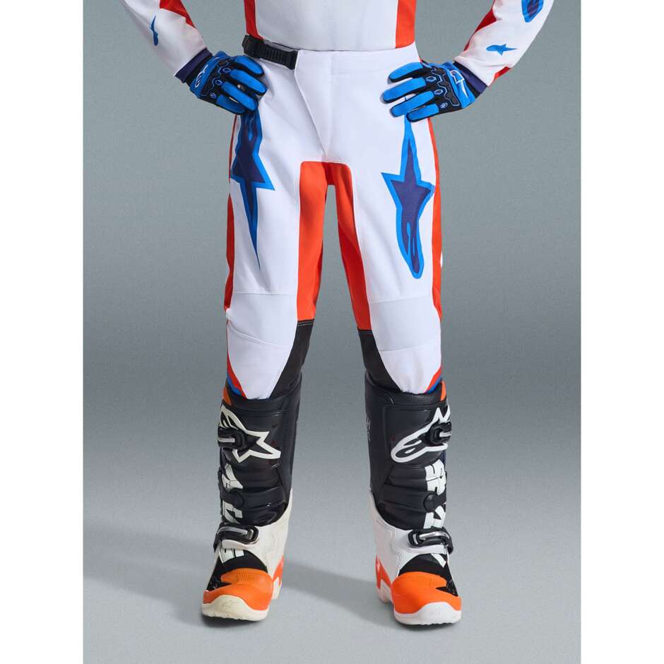 Alpinestars Youth Fluid Grid Kids' Cross Enduro Motorcycle Pants, Orange, Light Blue, White