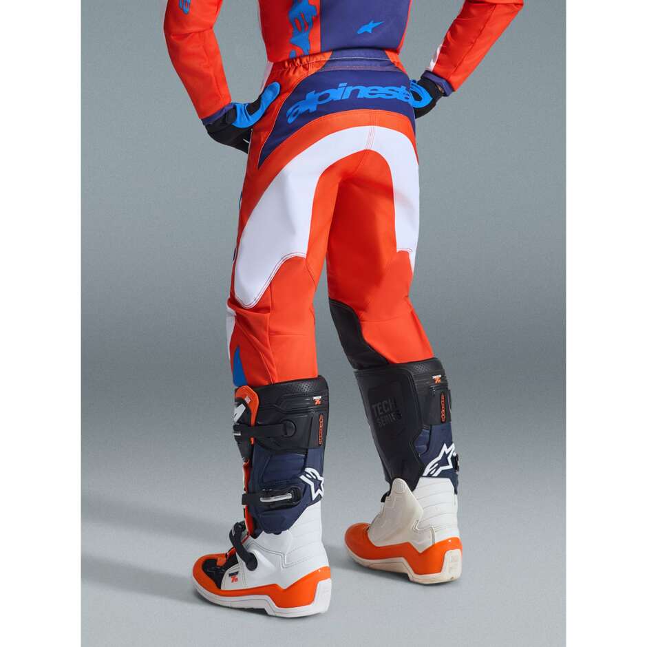 Alpinestars Youth Fluid Grid Kids' Cross Enduro Motorcycle Pants, Orange, Light Blue, White