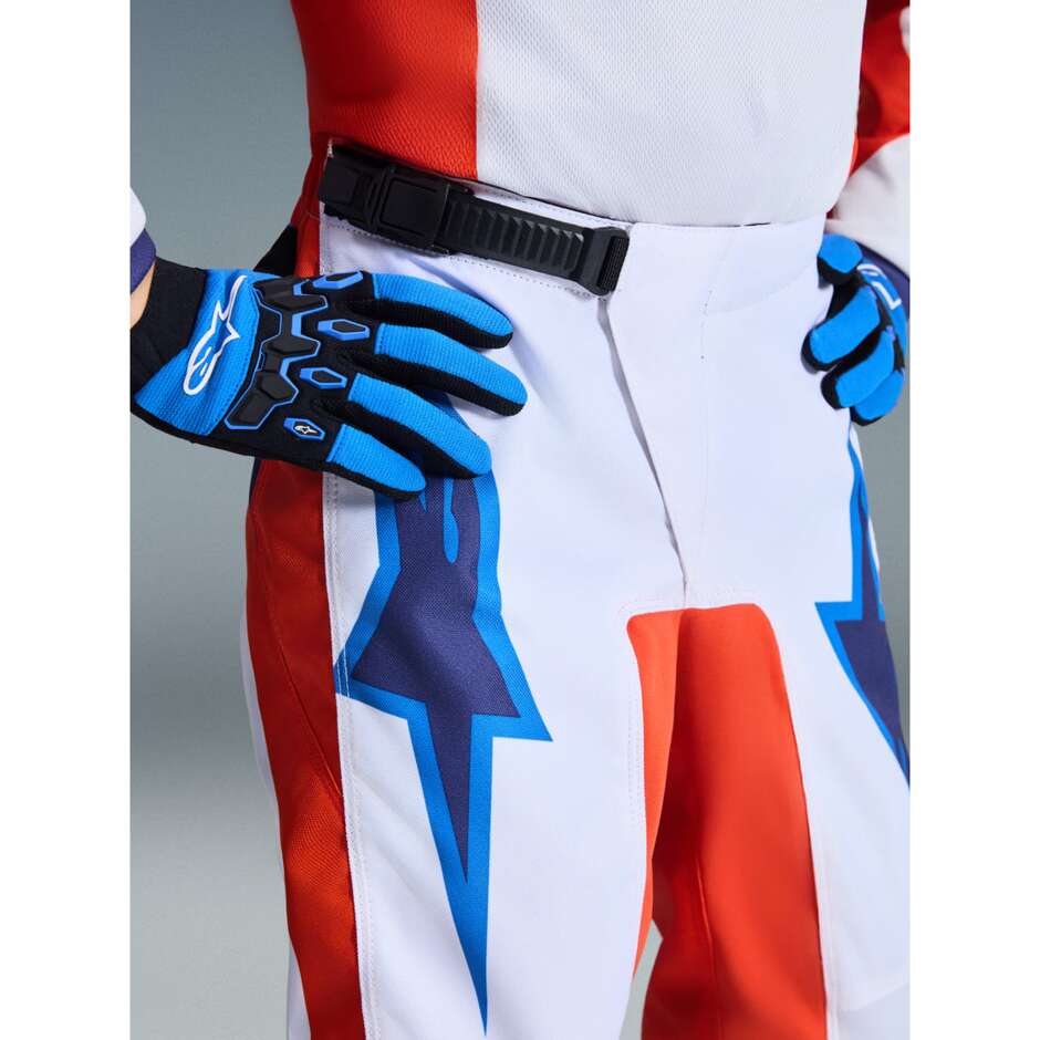 Alpinestars Youth Fluid Grid Kids' Cross Enduro Motorcycle Pants, Orange, Light Blue, White
