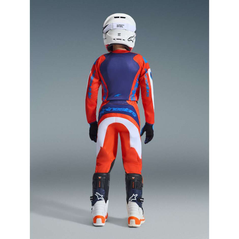 Alpinestars Youth Fluid Grid Kids' Cross Enduro Motorcycle Pants, Orange, Light Blue, White