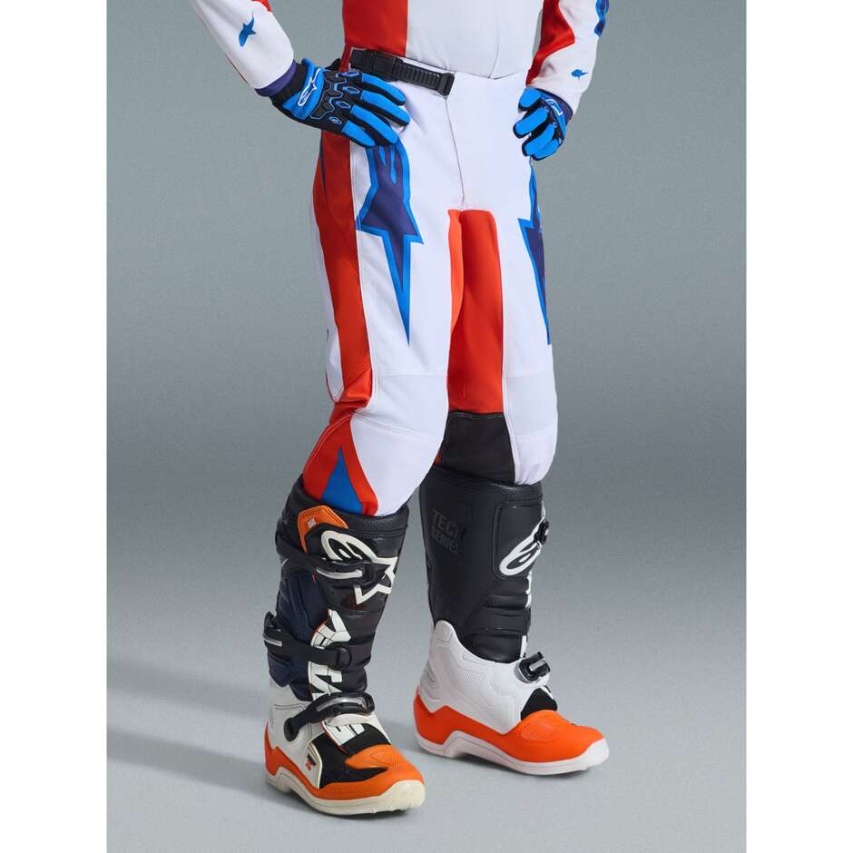 Alpinestars Youth Fluid Grid Kids' Cross Enduro Motorcycle Pants, Orange, Light Blue, White