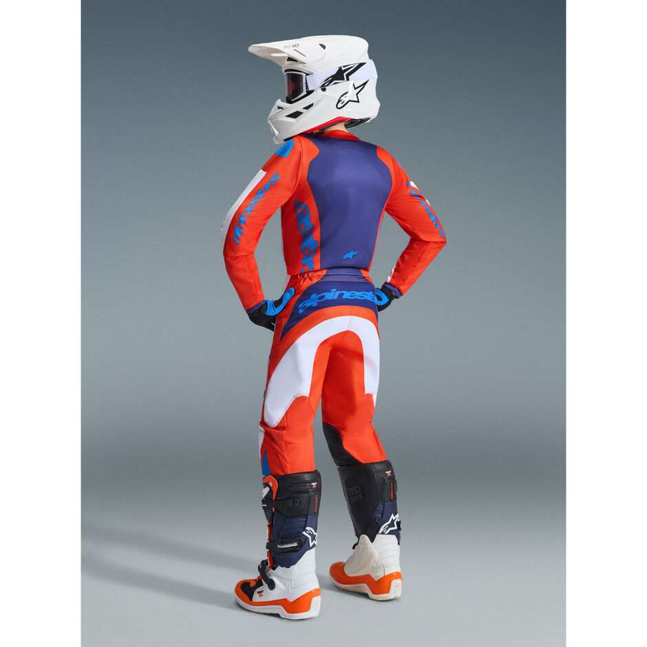 Alpinestars Youth Fluid Grid Kids' Cross Enduro Motorcycle Pants, Orange, Light Blue, White