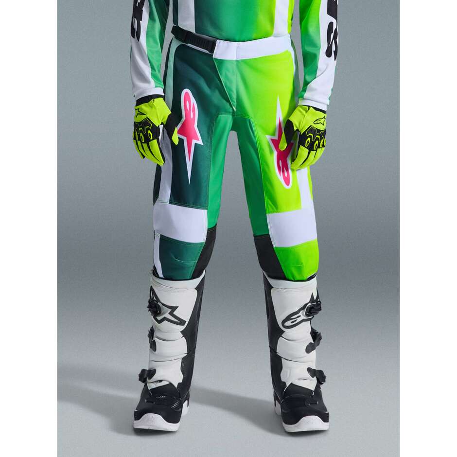 Alpinestars Youth Fluid Portl Kids' Cross Enduro Motorcycle Pants Green White Black