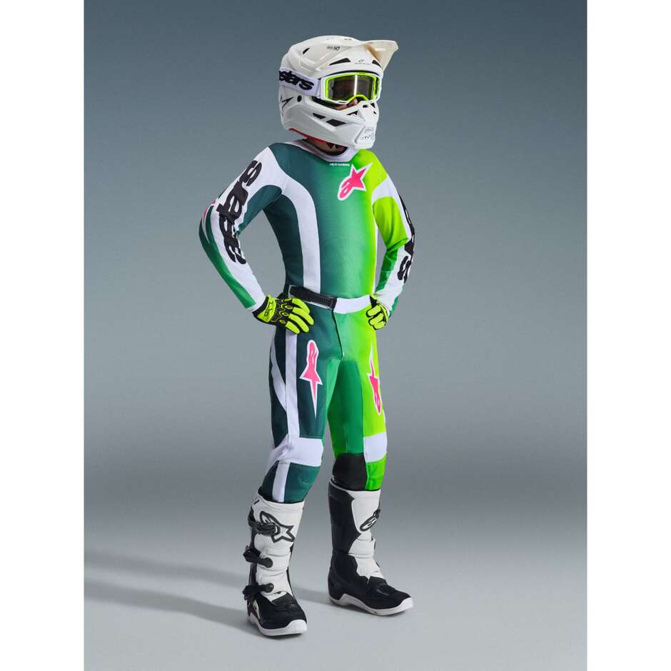 Alpinestars Youth Fluid Portl Kids' Cross Enduro Motorcycle Pants Green White Black