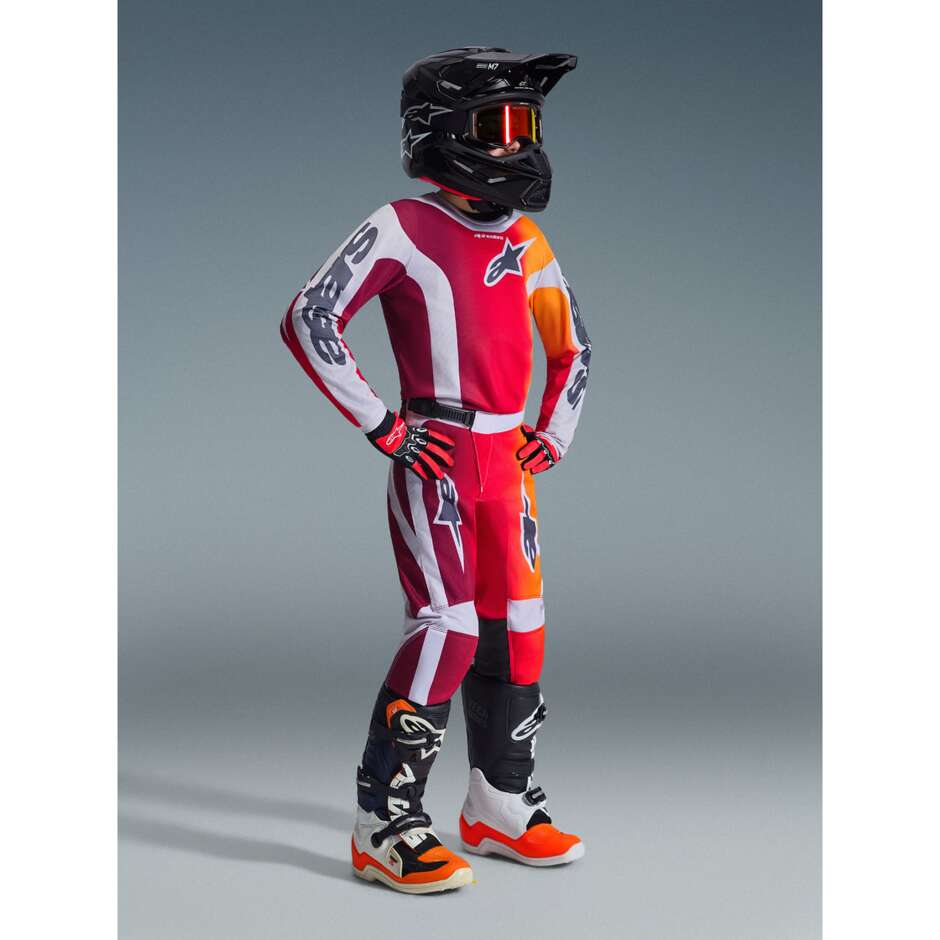 Alpinestars YOUTH FLUID PORTL Motocross Enduro Jersey Red Light Grey Dark Grey