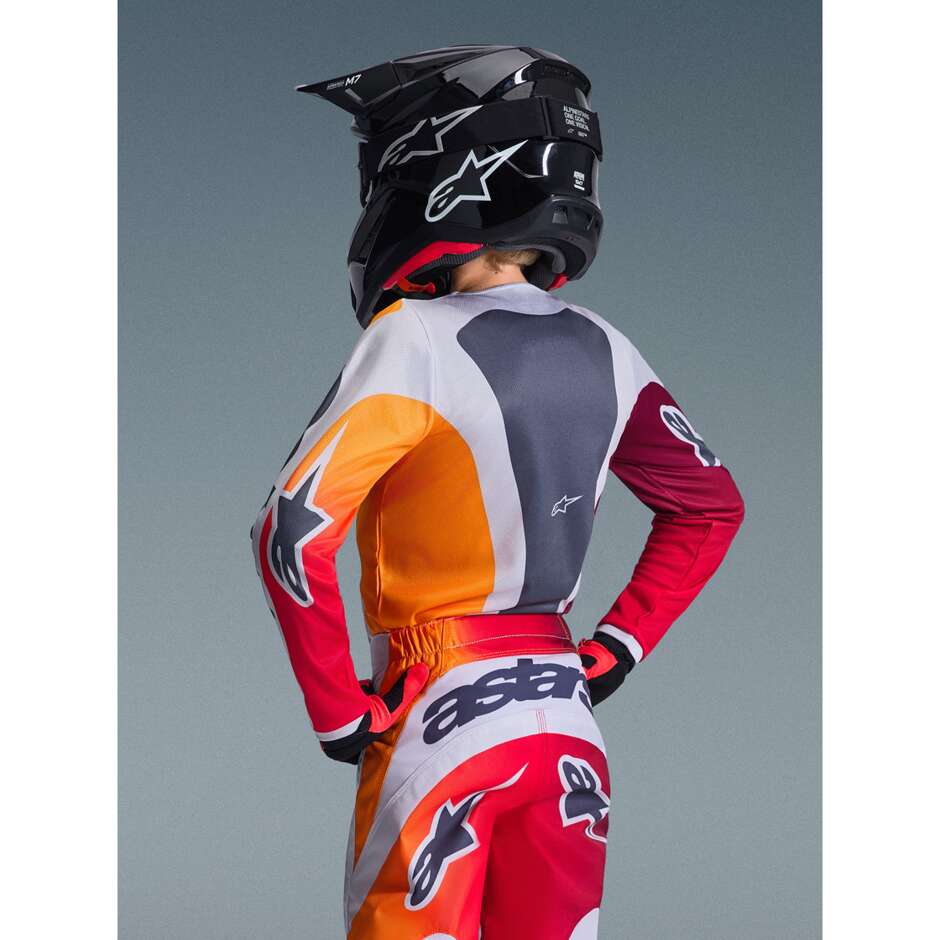 Alpinestars YOUTH FLUID PORTL Motocross Enduro Jersey Rot Hellgrau Dunkelgrau
