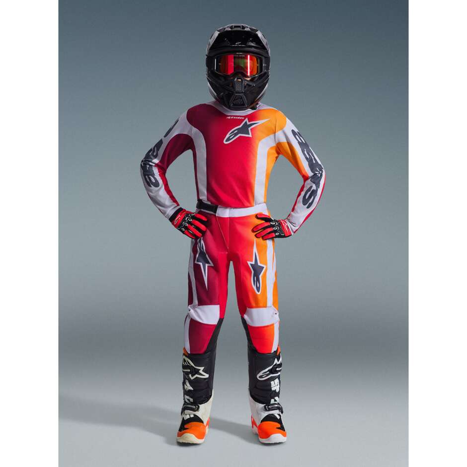 Alpinestars YOUTH FLUID PORTL Motocross Enduro Jersey Rot Hellgrau Dunkelgrau