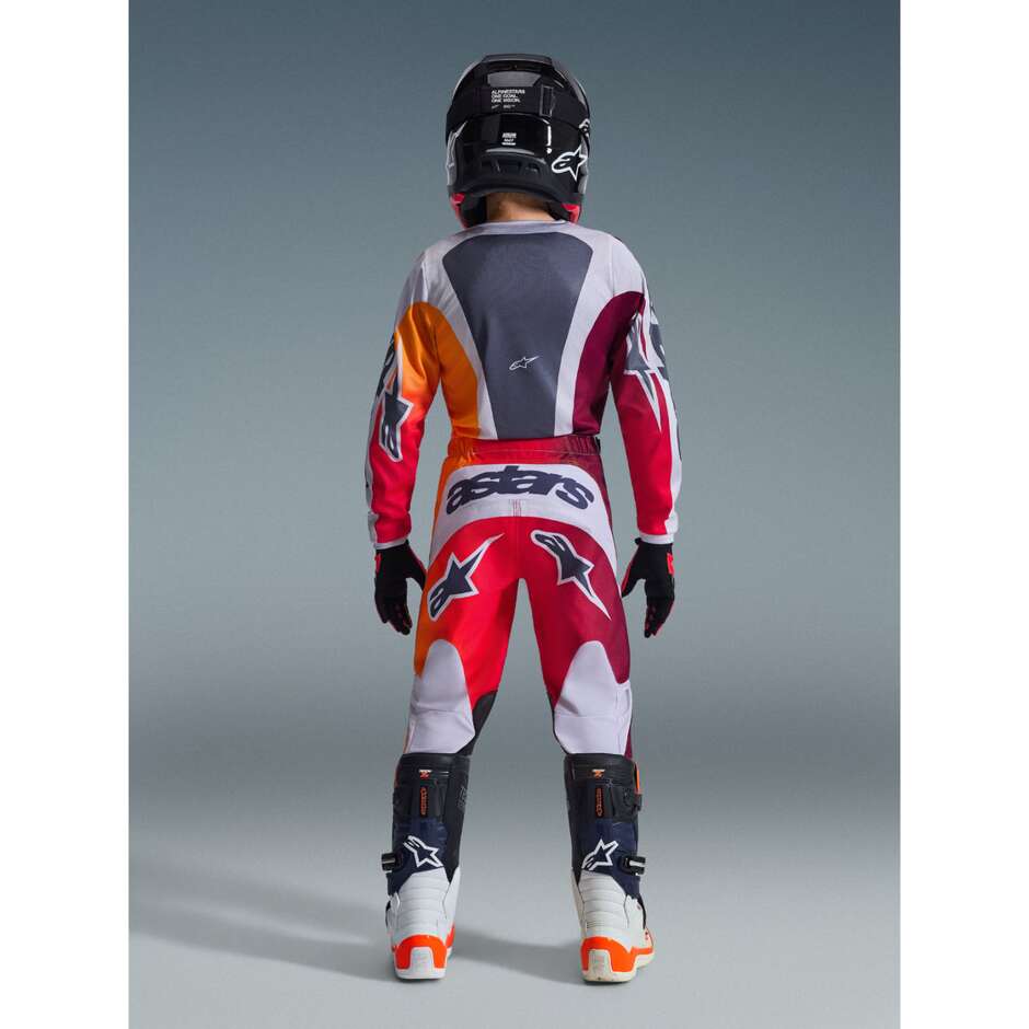 Alpinestars YOUTH FLUID PORTL Motocross Enduro Jersey Rot Hellgrau Dunkelgrau