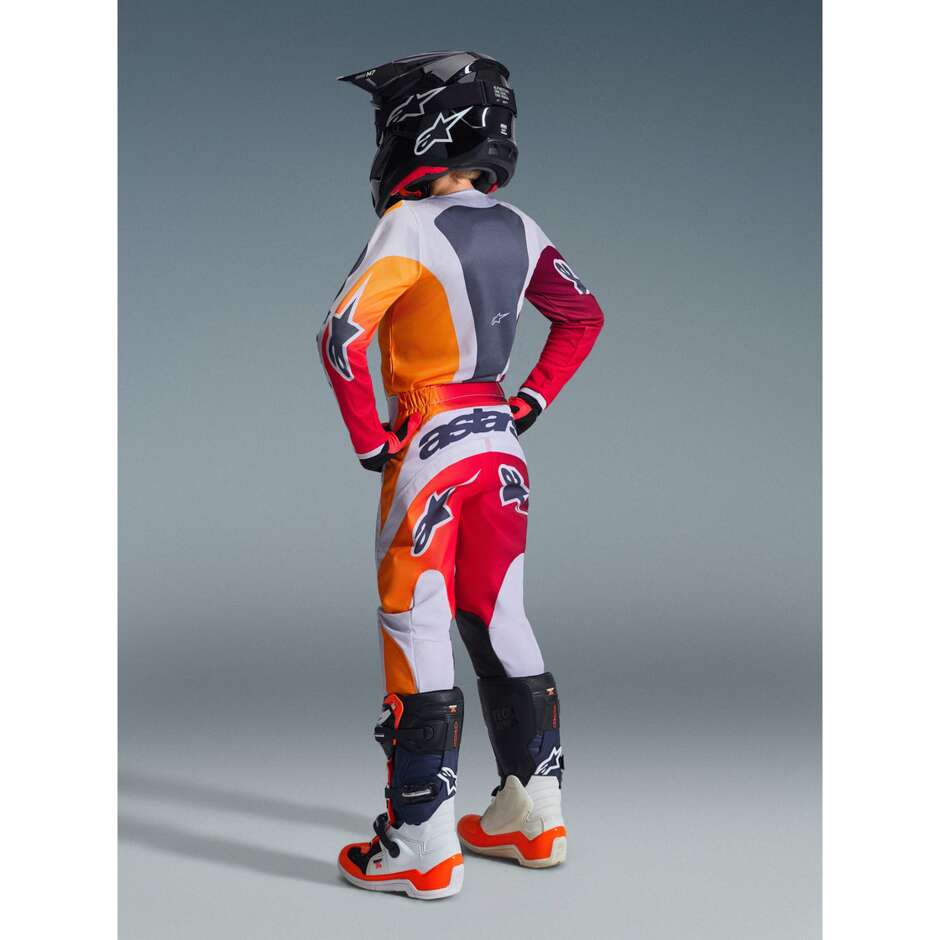 Alpinestars YOUTH FLUID PORTL Motocross Enduro Jersey Rot Hellgrau Dunkelgrau