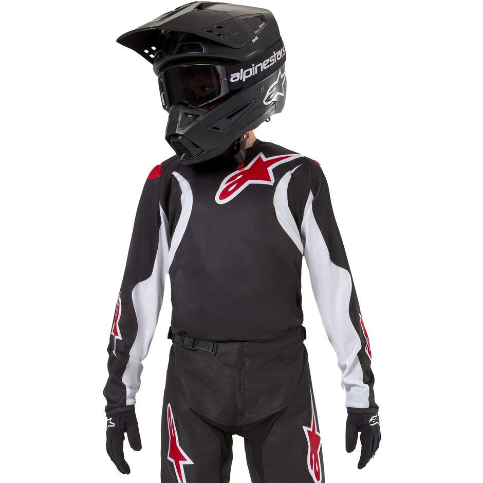 Alpinestars YOUTH RACER LUCENT Child Moto Cross Enduro Jersey Black White