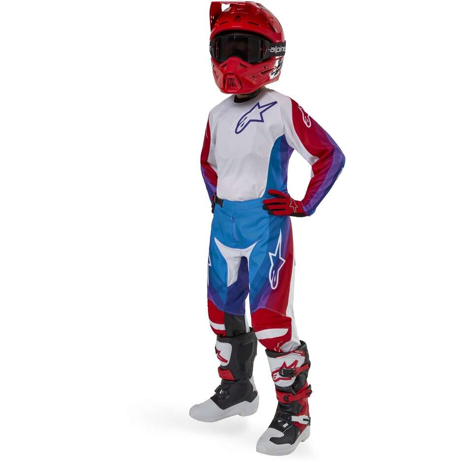 Alpinestars YOUTH RACER PNEUMA Child Moto Cross Enduro Jersey Blue Mars Red White