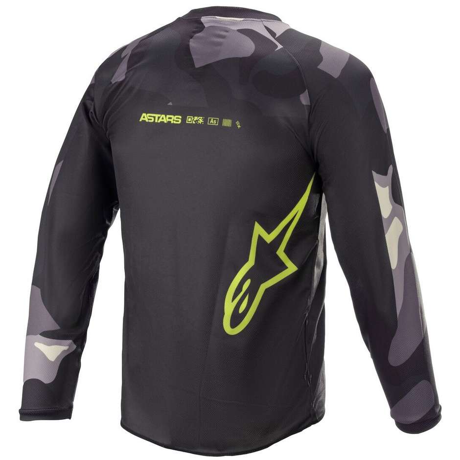 Alpinestars YOUTH RACER TACTICAL Cross Enduro Motorcycle Jersey Gray Camo Yellow Fluo