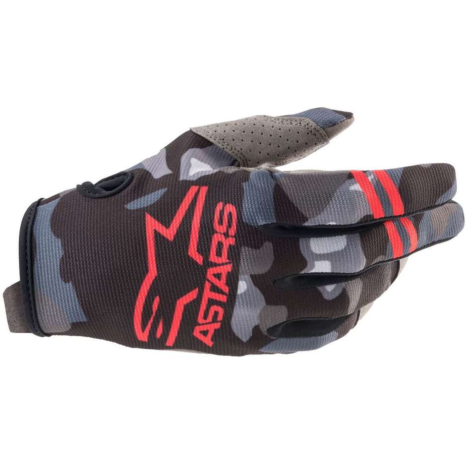 Alpinestars YOUTH RADAR Cross Enduro Motorcycle Gloves Black Camo Red