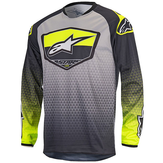 Alpinestars Youth Supermatic Youth Motocross Jersey Anthracite / Yellow Fluo