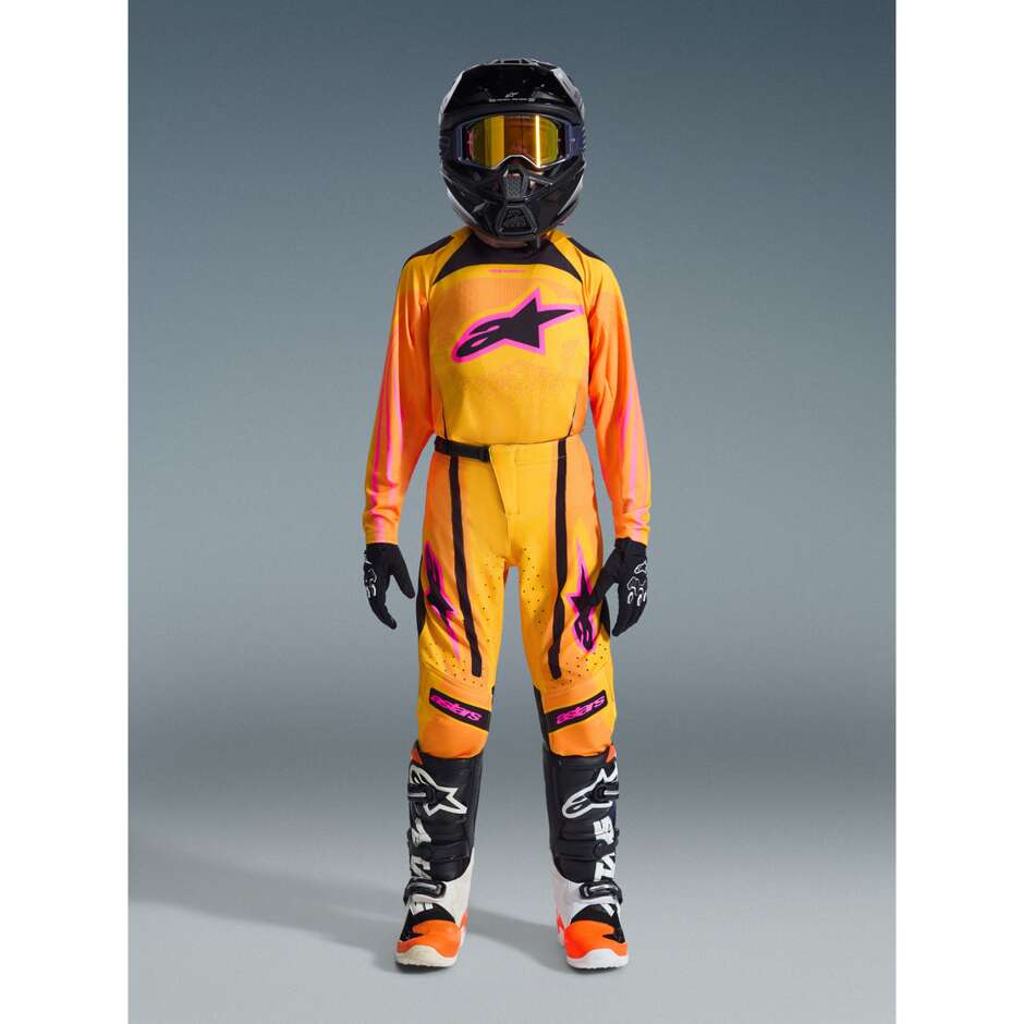 Alpinestars Youth Supertech Nomur Kids' Cross Enduro Jersey Orange Yellow Pink