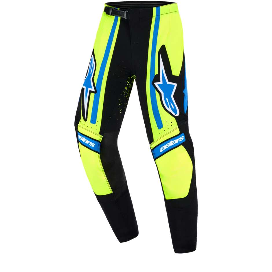 Alpinestars Youth Supertech Nomur Kids' Cross Enduro Motorcycle Pants Navy Blue Fluorescent Yellow Light Blue