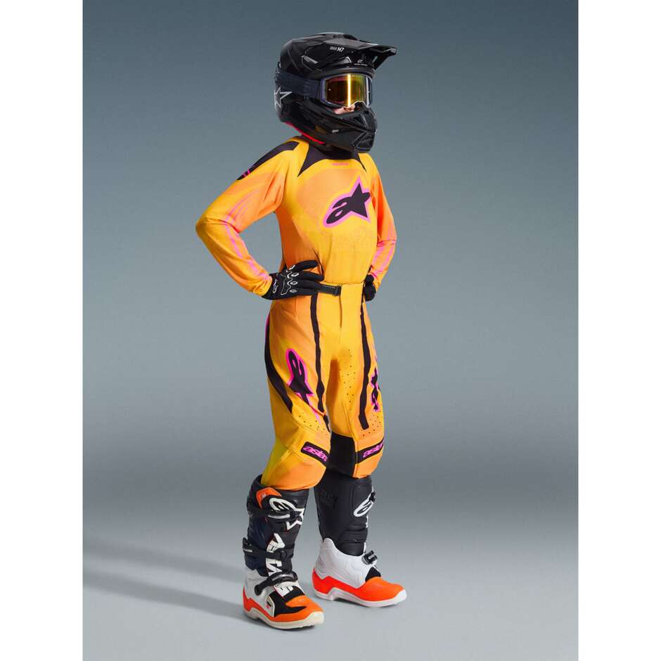 Alpinestars Youth Supertech Nomur Kids' Cross Enduro Motorcycle Pants Orange Yellow Pink
